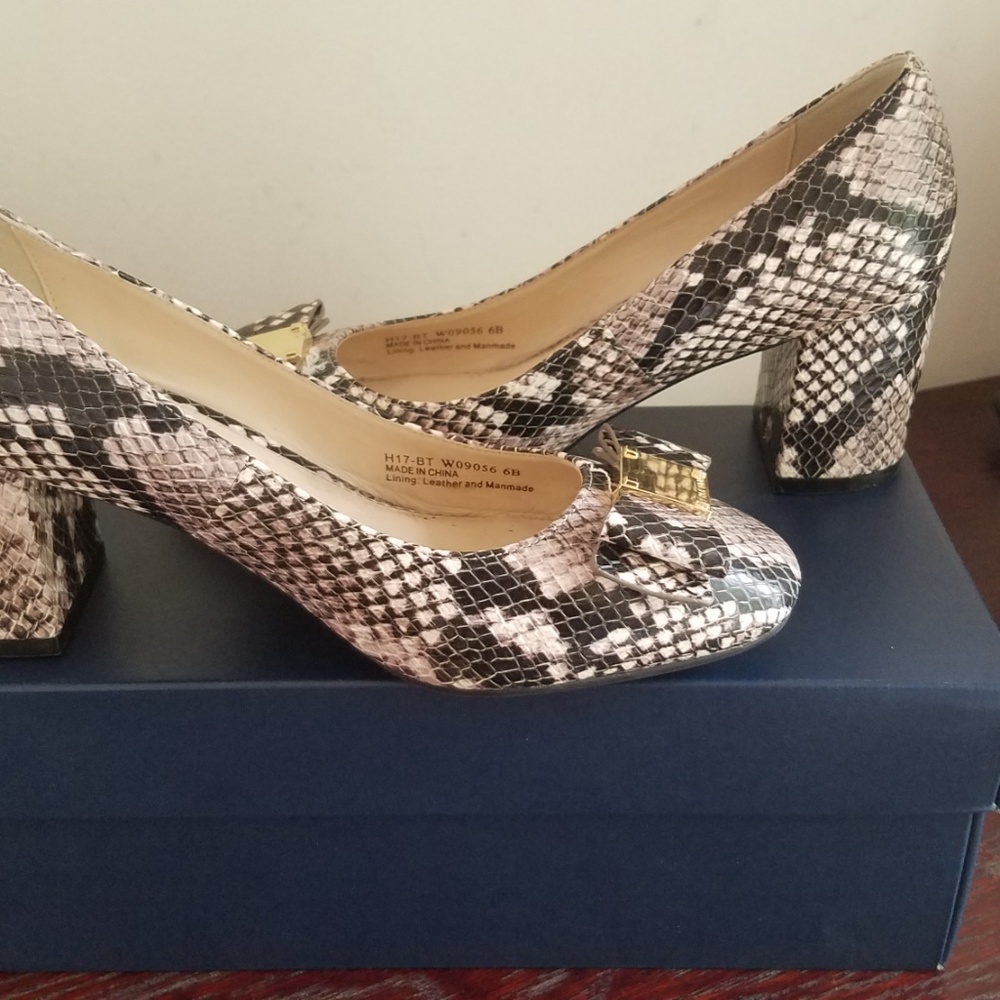 New Cole Haan Snake Python Block Heels Size 6 - image 1